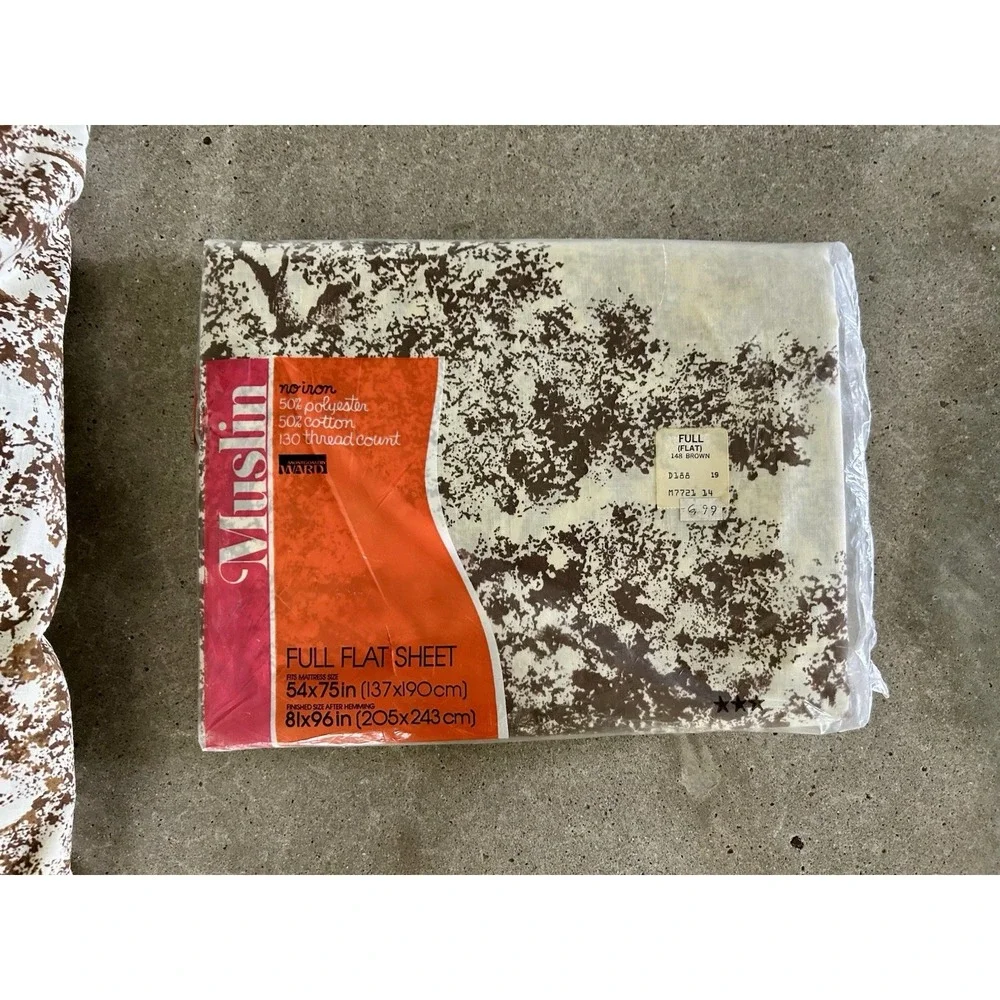 Vintage Montgomery Ward‎ Muslin Fitted Flat Sheet Set Safari Jungle